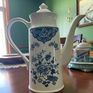 Classic White and Blue Floral Coffee Pot